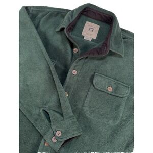 JUNEAU Shirt Forest Green Flannel Shacket Fleece Long Sleeve Button Up Men Large
